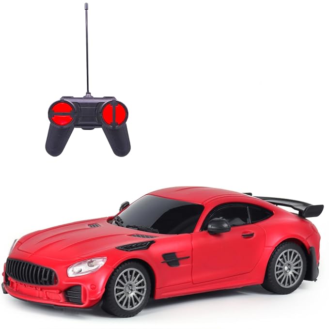 Amazon Brand - Jam & Honey Remote Control Car for Kids | High-Speed RC Car with Rechargeable Lithium Battery | Type-C Charging | LED Headlights | Red