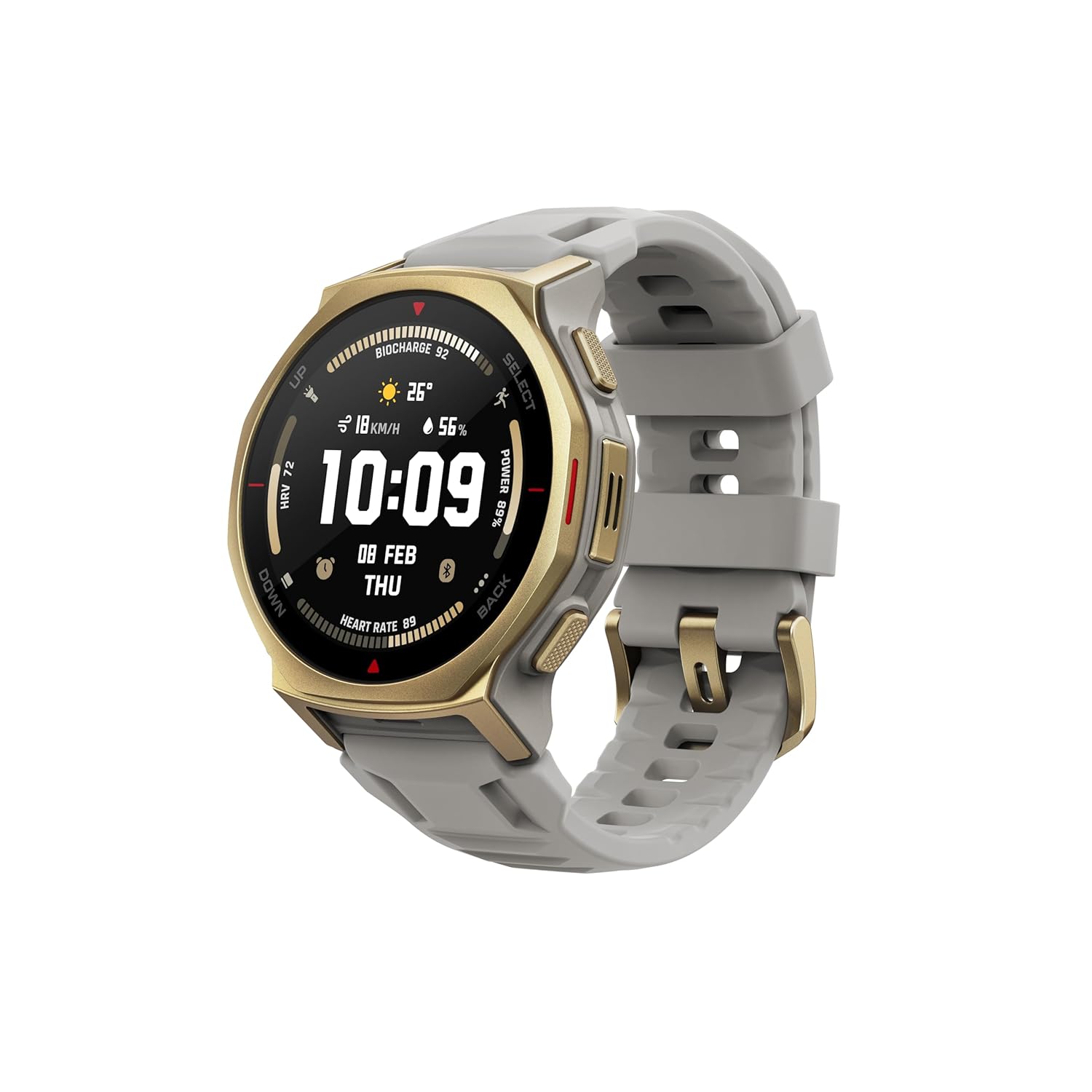 Amazfit T-Rex 3 Pro Outdoor Smart Watch 44mm Sapphire AMOLED Display with Flashlight, Ti Bezel, Dual Band GPS, Offline Maps, 17 Days Battery, 10 ATM, 180+ Sports Mode for Android & iPhone, Arctic Gold
