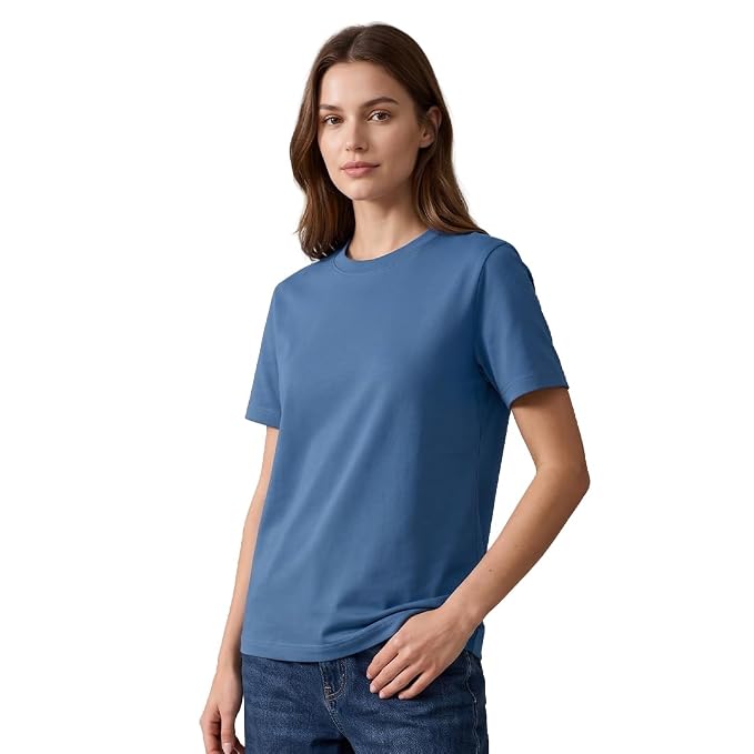 NOBERO 100% Cotton T-Shirts for Women Stylish | Regular Fit | Solid T Shirts for Women 180 GSM Combed Cotton | Crew Neck Half Sleeve