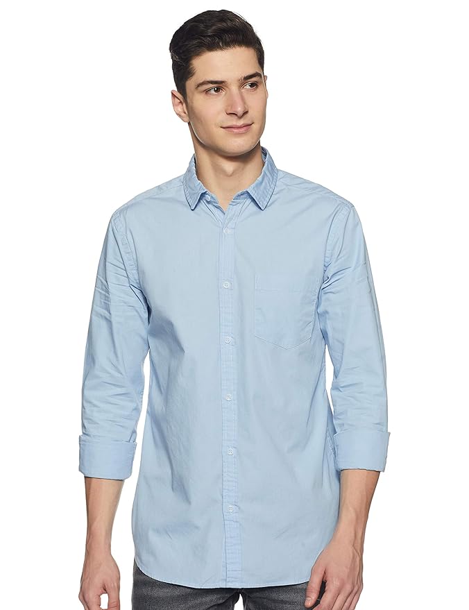 Amazon Brand - Symbol Men's Cotton Shirt | Casual | Plain | Full Sleeve | Summer - Regular Fit (Available in Plus Sizes)