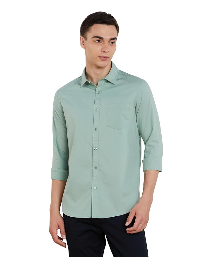 Amazon Brand - Symbol Men's Solid Slim Fit Cotton Casual Shirt | Plain | Full Sleeve | Summer (Available in Plus Sizes)
