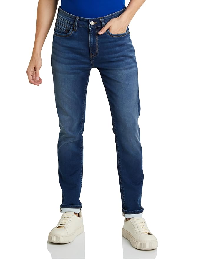 Symbol Premium Men's Slim Fit Stretchable Jeans | Casual Denim | Cotton Stretch | Fashion Shades of Black & Blue (Available in Plus Sizes)