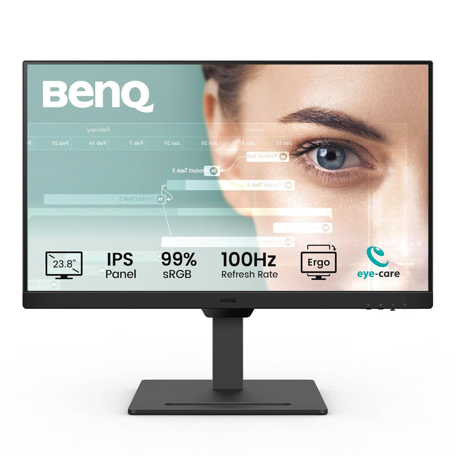 BenQ GW2490T 24" 1300:1 CR 1920x1080 FHD IPS Monitor| 100Hz| 99% sRGB| Height Adjustable|Ergo Design|VESA MediaSync| Dual HDMI| DP Port| Speakers| Eye-careU| Eyesafe|B.I. Gen2| LBL+|Wall Mount (Black)