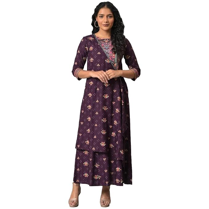 W for Woman Maxi Geometric Print Rayon Jumpsuit for Women