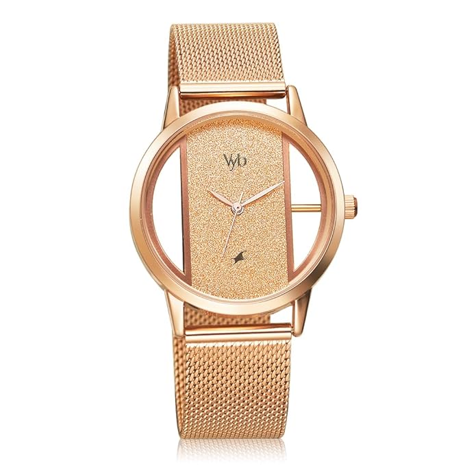 Fastrack Vyb Runway Quartz Analog Rose Gold Dial Rose Gold Stainless Steel Strap Watch for Girls - FV60019WM01W