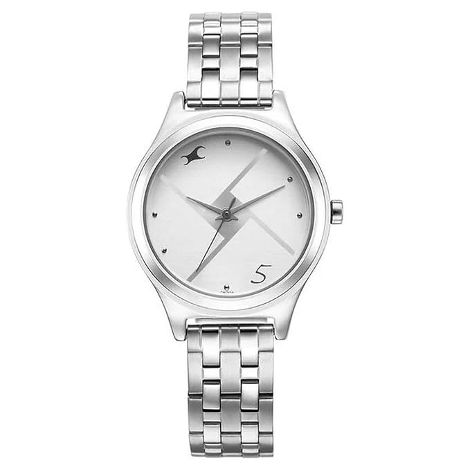 Fastrack Stunners Quartz Analog Silver Dial Silver Metal Strap Watch for Girls - NS6152SM08