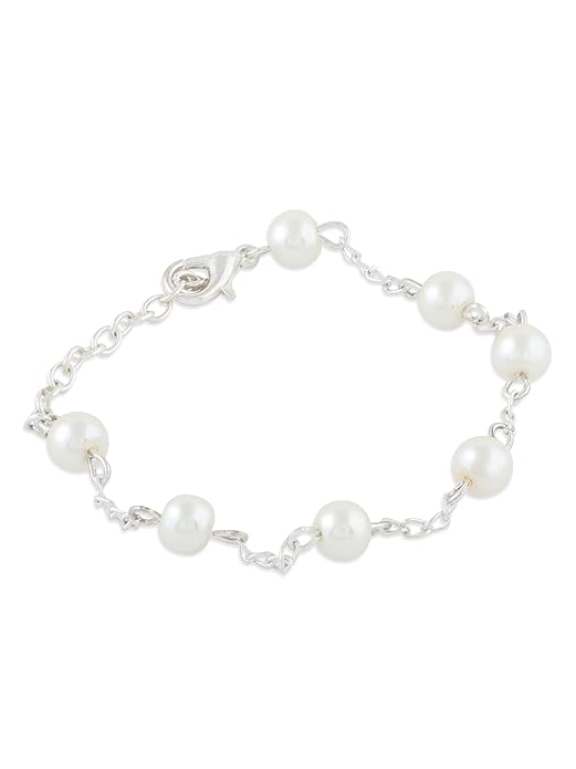 ZAVERI PEARLS Silver Tone Contemporary Party Bling Pearls Bracelet For Women-ZPFK10444