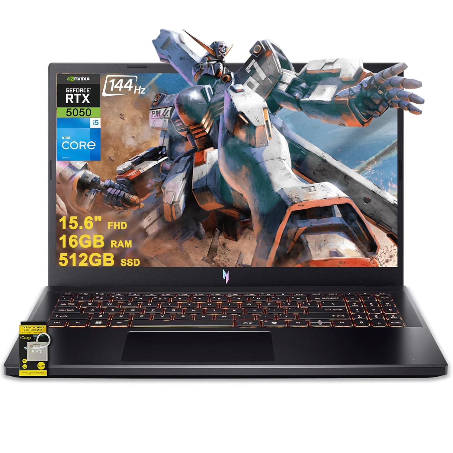 acer Nitro V 15 Gaming Laptop 15.6" FHD IPS 165Hz Intel 8-core i5-13420H 16GB RAM 512GB SSD GeForce RTX 5050 GDDR7 DLSS4 (Up to 440 AI Tops) Backlit Thunderbolt WiFi6 Win11 ICP Hub