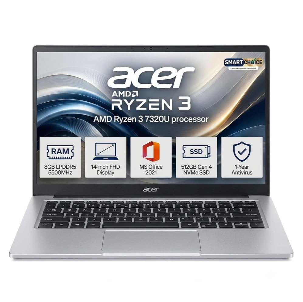 acer One 14 AMD Ryzen 3 3250U Laptop (8GB RAM/512GB SSD/Windows 11 Home/AMD Radeon Graphics) Thin and Light Z2-493 with 35.56 cm (14.0") HD Display