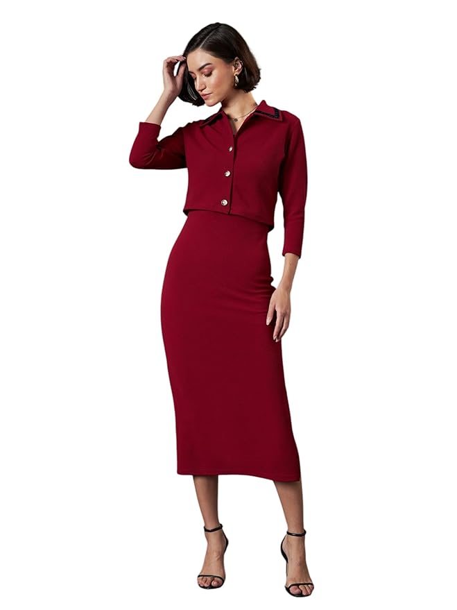 Sassafras worklyf Women Bodycon Dress with Shrug