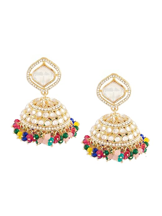 Zaveri Pearls Multicolor Cluster Beads Dazzling Austrian Diamonds Jhumki Earring For Women-ZPFK18092