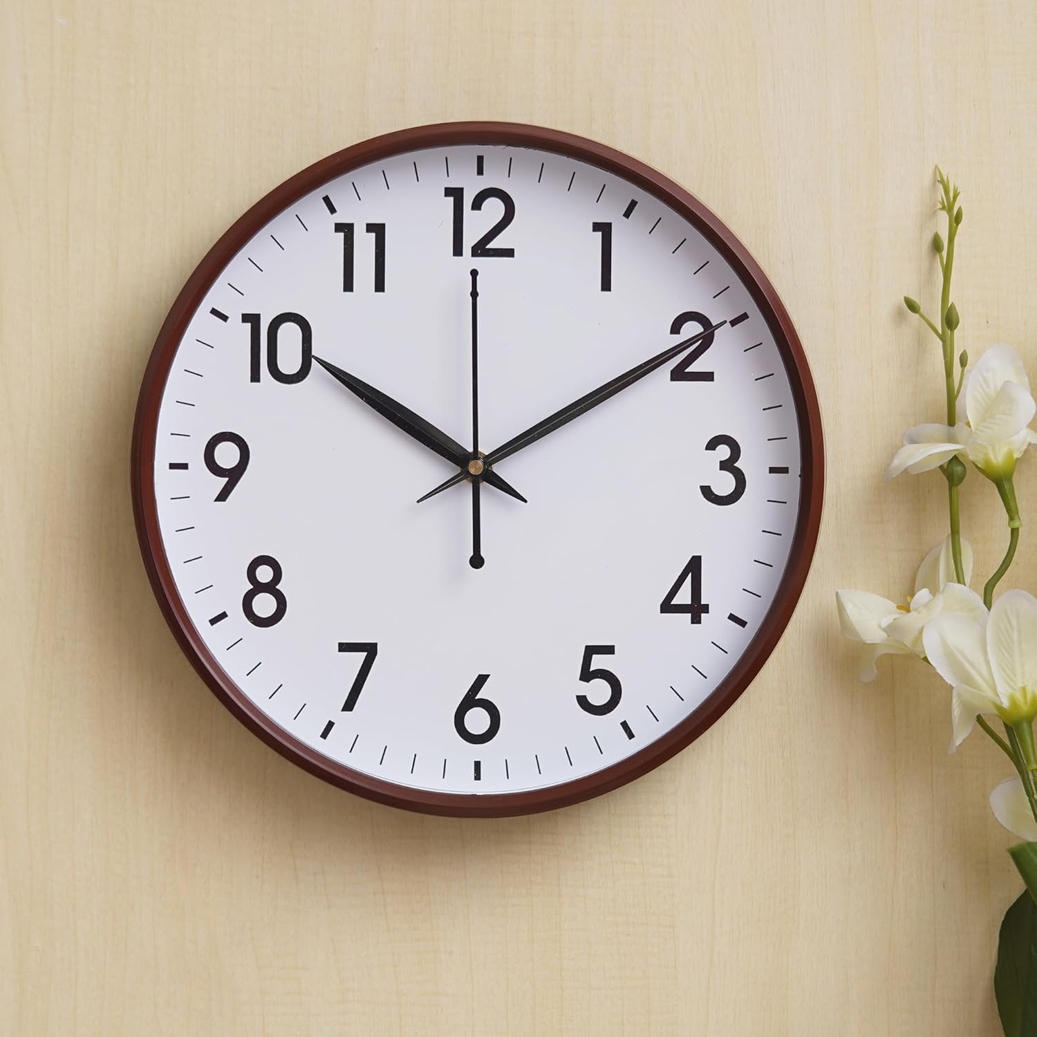 Webelkart Premium Plastic Wall Clock for Home and Office Decor/Office Wall Clocks/Wall Clock for Living Room (Brown) - Wall Watch for Home