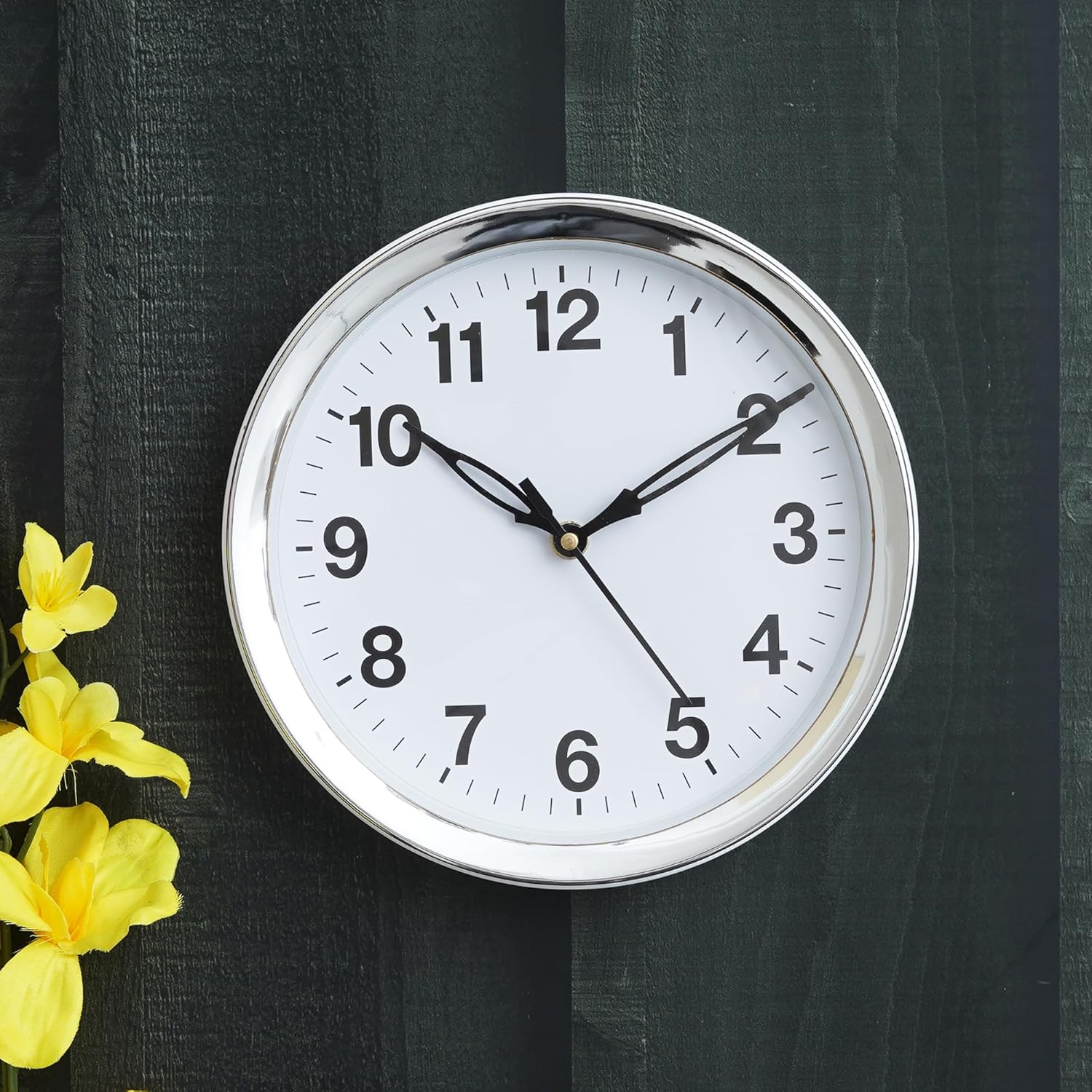 Webelkart Antique Plastic Wall Clock for Home and Office Decor/Office Wall Clocks/Wall Clock for Living Room (Noiseless, 8 Inches (White)