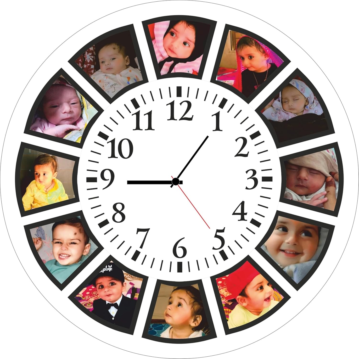 Webelkart Premium Customize Wall Clocks with Photo Acrylic Photo Analog Wall Clocks | Personalized Clock for Your Sweet Home is Ideal for Gifting Your Loved Ones -12 x 12 inches