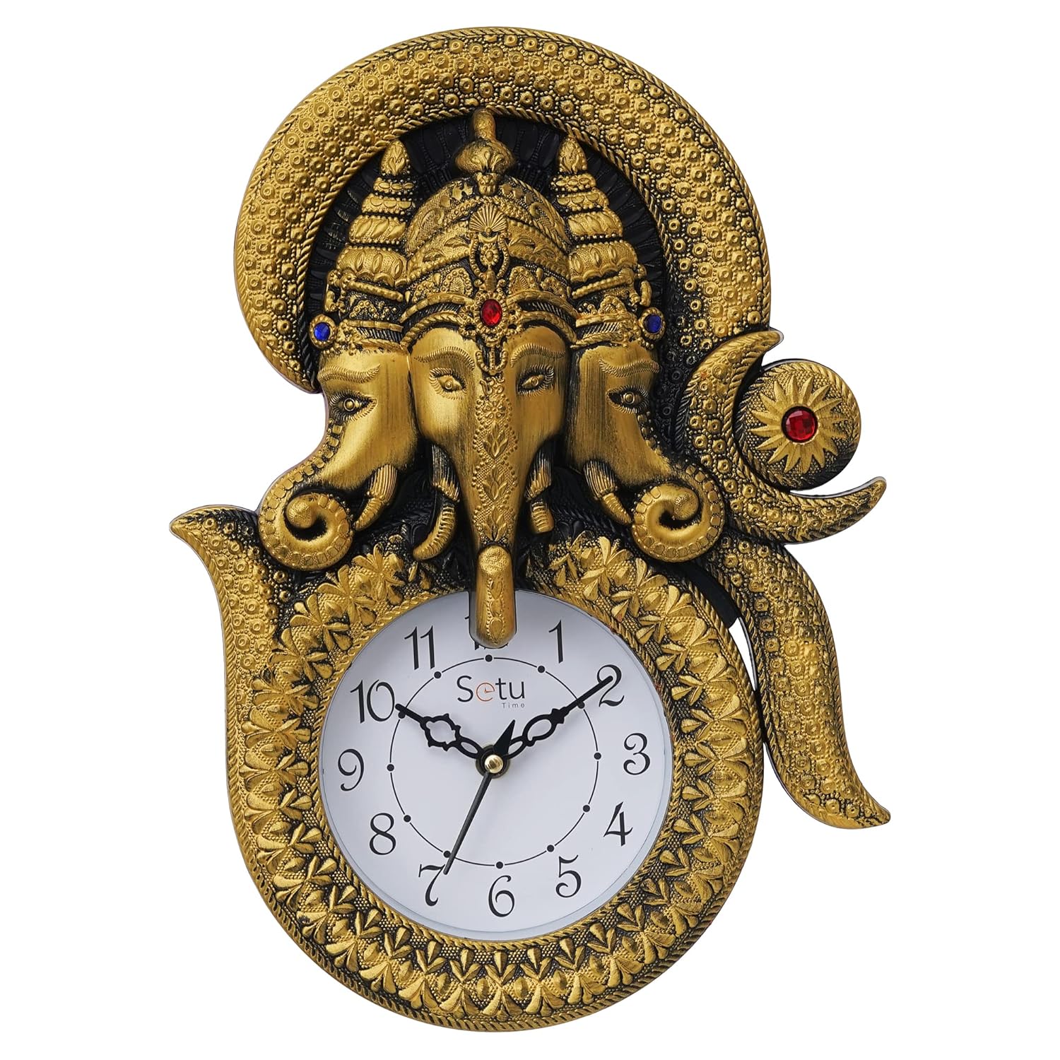 Webelkart Designer Stones Ganesha Inside Om Plastic Wall Clock for Home/Living Room/Bedroom/Kitchen| Wall Clock for Office (Ganesha Inside Om)- Copper - wall Watch for Home