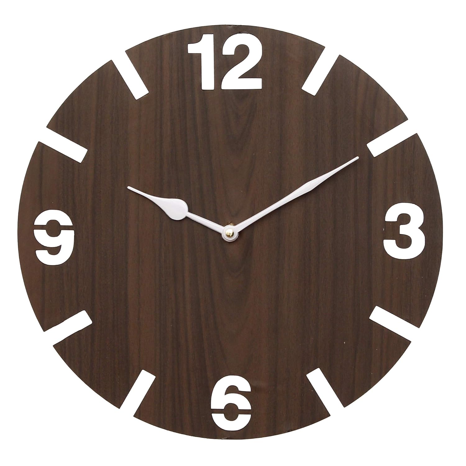 Webelkart Beautiful Round Wooden Wall Clock for Home and Office Decor| Wall Clock for Bedrrom| Wall Clock for Living Room(30 cm x 30 cm x 2.8 cm, Brown)- Without Glass