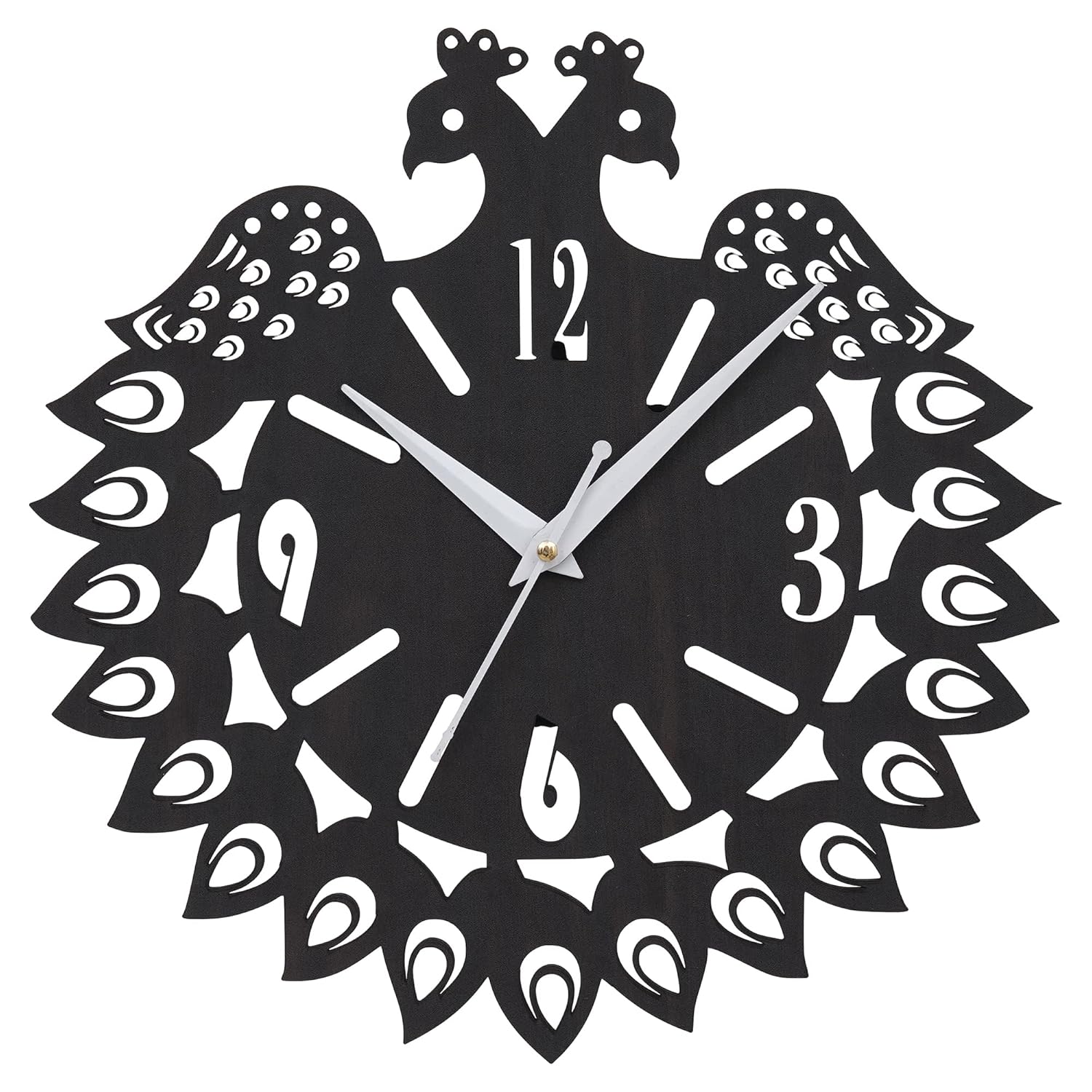 Webelkart Premium Peacock Designer Wooden Wall Clock for Home and Office Decor| Wall Clock for Bedroom,Living Room Gift for Home Decor (12X12 Inch)