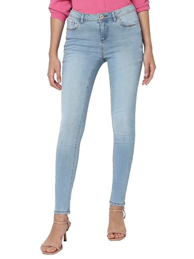 VERO Moda Women High Rise Skinny Fit Light Fade Stretchable Jeans