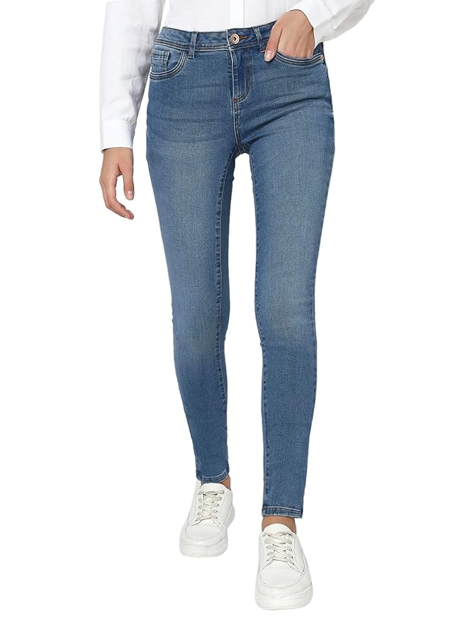 VERO Moda Women High Rise Skinny Fit Light Fade Stretchable Jeans