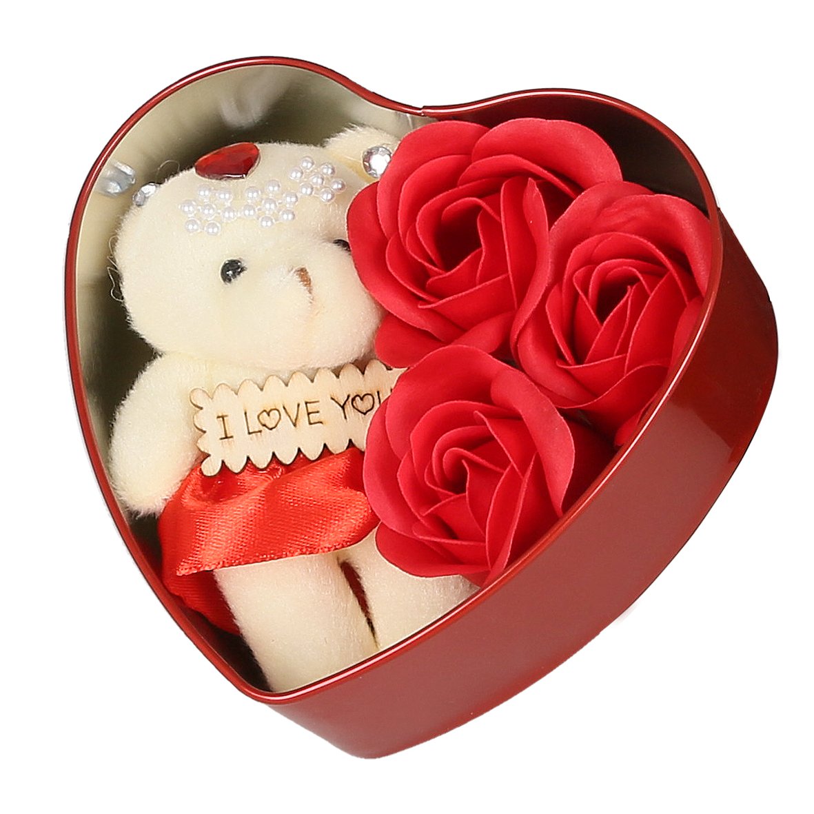 Webelkart Artificial Flower Gift Box (Red, 3 Piece), Artificial Flora