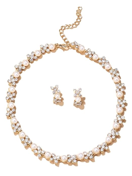 Shining Diva Fashion Necklace Jewellery Set for Women Latest Stylish Design Fancy Pearl Choker (15219s)