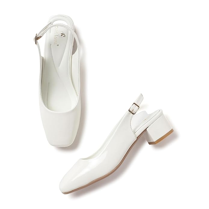 Marc Loire Women Square Toe Solid Block Heel Pumps for Office, Party and Formal Wear