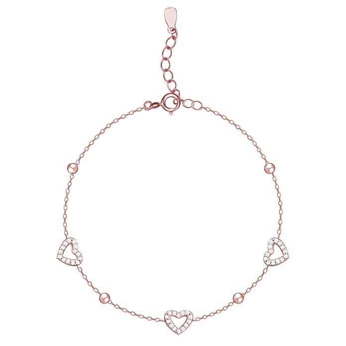 GIVA 925 Silver Rose Gold Halo Heart Bracelet, Adjustable Gifts for Girlfriend, Gifts for Women & Girls| With Certificate of Authenticity and 925 Stamp | 6 Month Warranty*