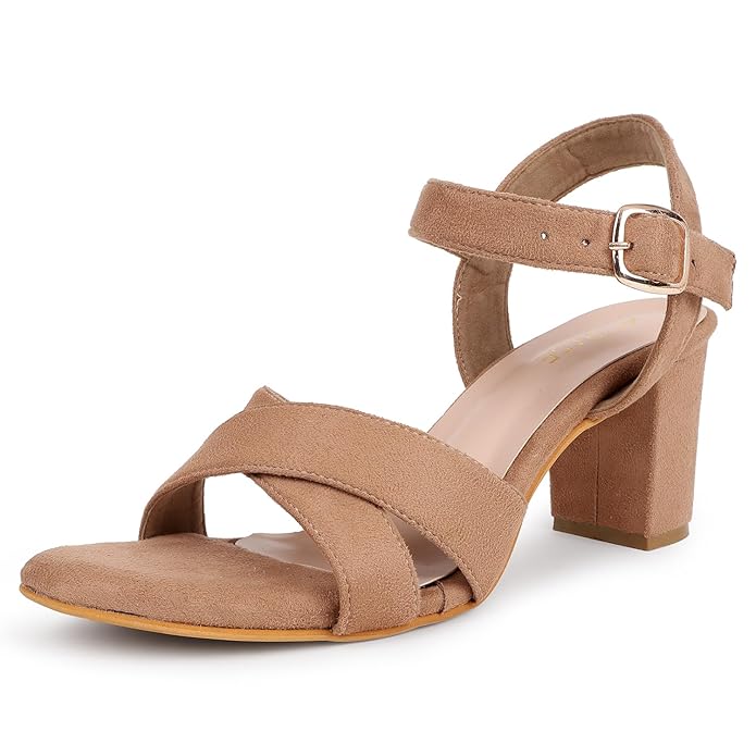 TRASE Block Heels Sandals For Women, Dusky Stylish & Comfortable Footwear