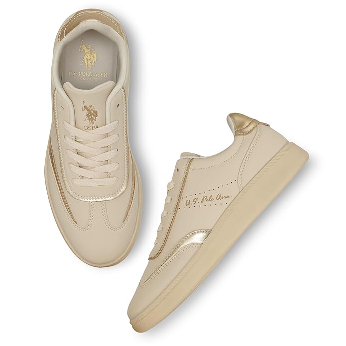 U.S. Polo ASSN. Renata Off White Sneakers Shoes with Premium Upper