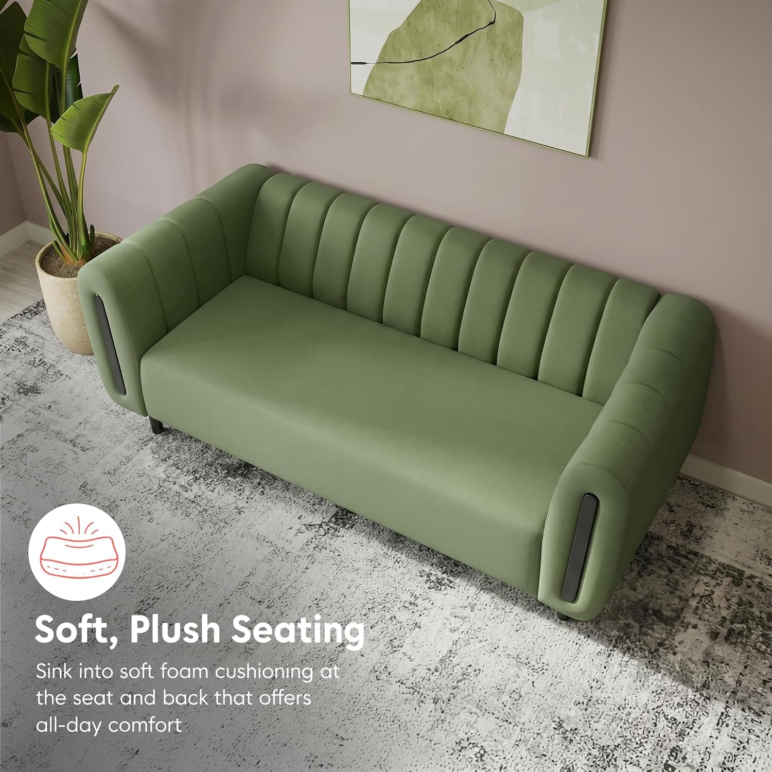 Interio by Godrej Sofa Paramount 3 Seater Fabric Sofa for Living Room, 1-Year Warranty, Solid Wood, Green