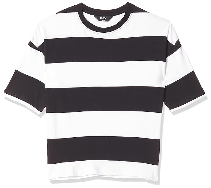 Max Women's Cotton Regular Fit Striped Drop Shoulder T-Shirt