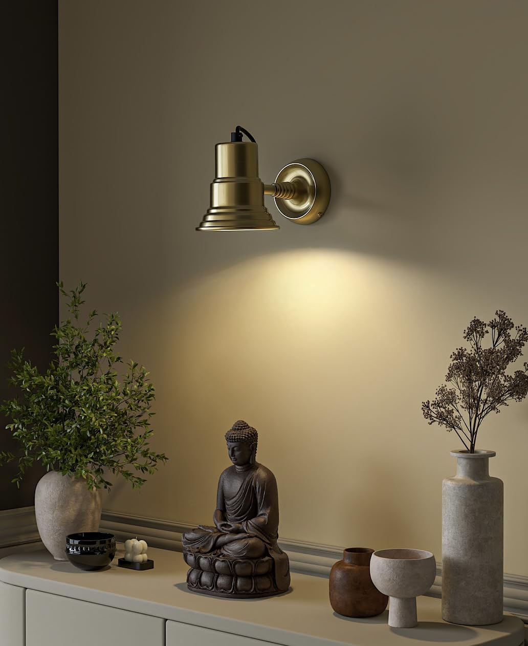 Divine Trends Focus Wall Light with Rotation Adjustment Antique Brass Finish for Reading, Bedside, Above Mirror, Living Room, Home Decoration, Hotel Wall Lamp Pack of 1