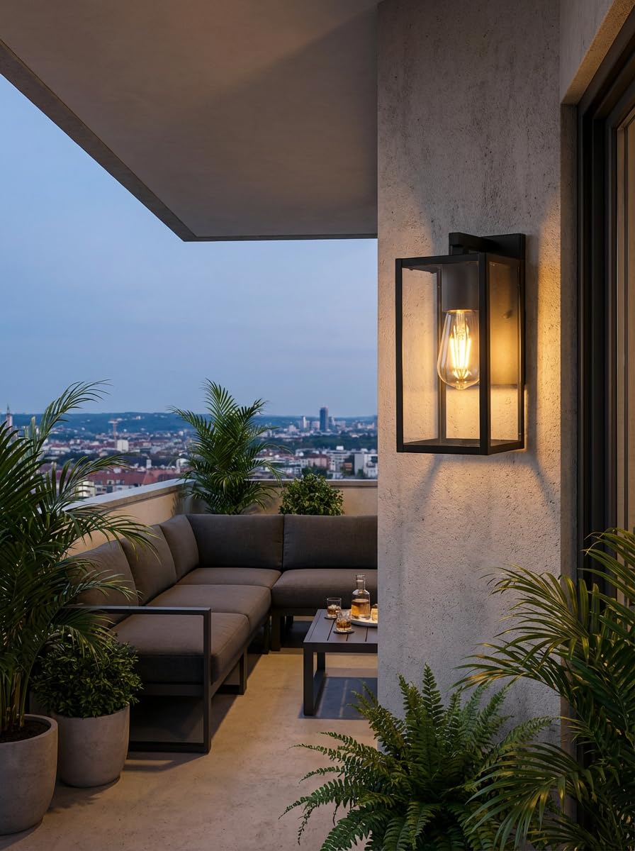 Divine Trends Outdoor Waterproof Aluminium Wall Light Black Polished for Indoor & Outdoor Use for Terrace, Balcony, Boundary, Entrance Gate - Pack of 1