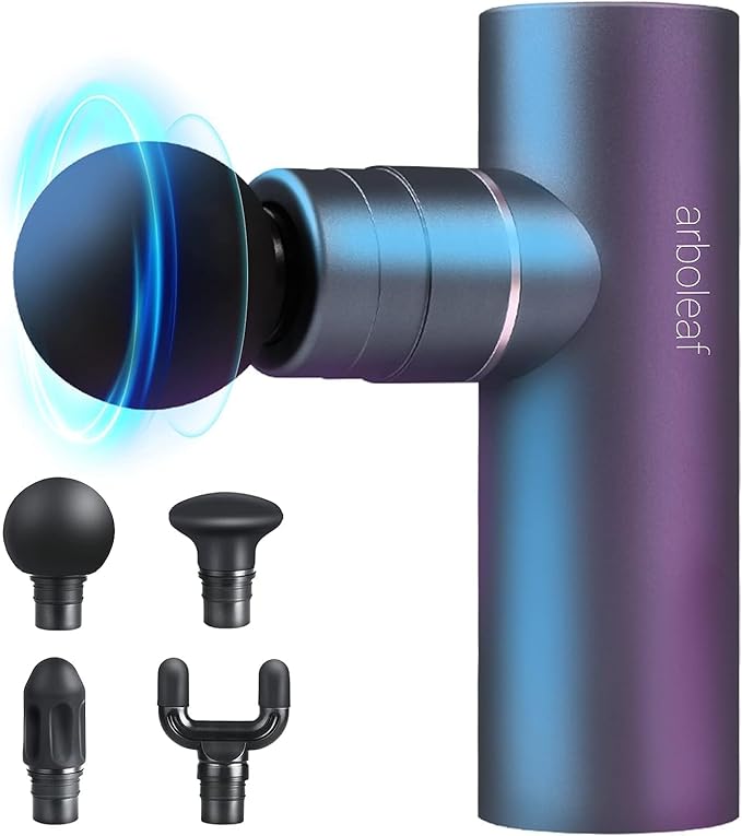 arboleaf Mini Massage Gun, Percussion Deep Tissues Muscle Massager, Travel Massage Gun, Portable Handheld Massager, Ultra-Quiet Compact Massager for Sports, Office, Home, Perfect for Pain Relief,Gray