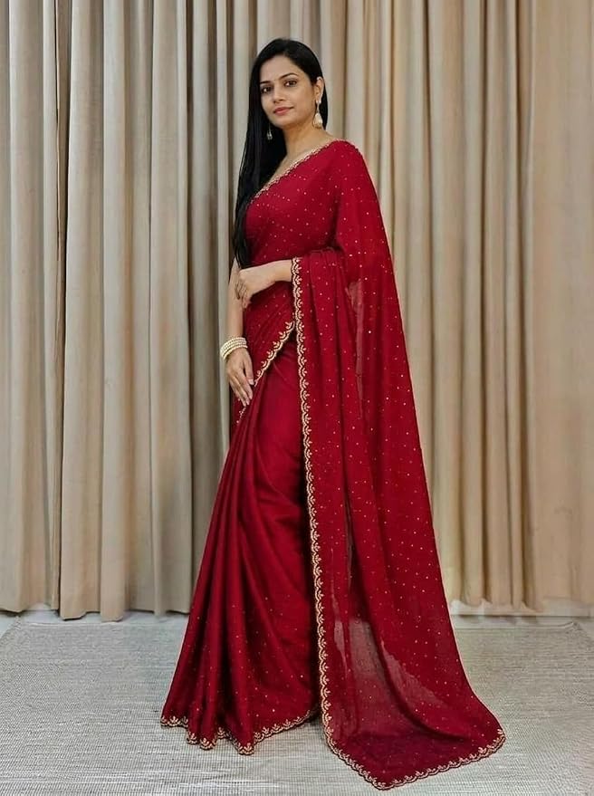 Yashika Women's Chiffon Saree with Blouse Piece for Traditional Ethnic Wear Sari