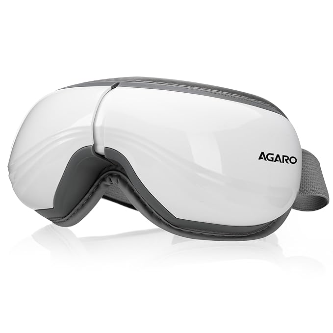 AGARO Supreme Eye Massager with Lukewarm Heat, Relax, Reduce Eye Strain, Relief from Stress, Air Compression Massage, 180° Foldable, 5 Modes, Bluetooth Music, Improves Sleep