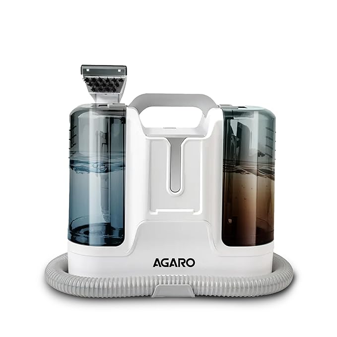 AGARO Crest Portable Spot Cleaner, Super Suction Cleaning Machine, Stain Remover, Multi-Purpose Portable Carpet and Upholstery Cleaner, with Replacement Heads, Pet Stain Vacuum, White.