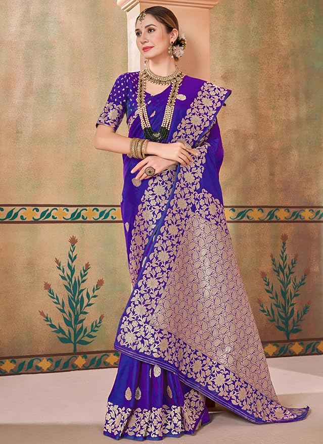 Yashika Women's Pure Kanjivaram Silk Saree Soft Banarasi Style Wedding With Blouse Piece | Saree For Women | New Sari