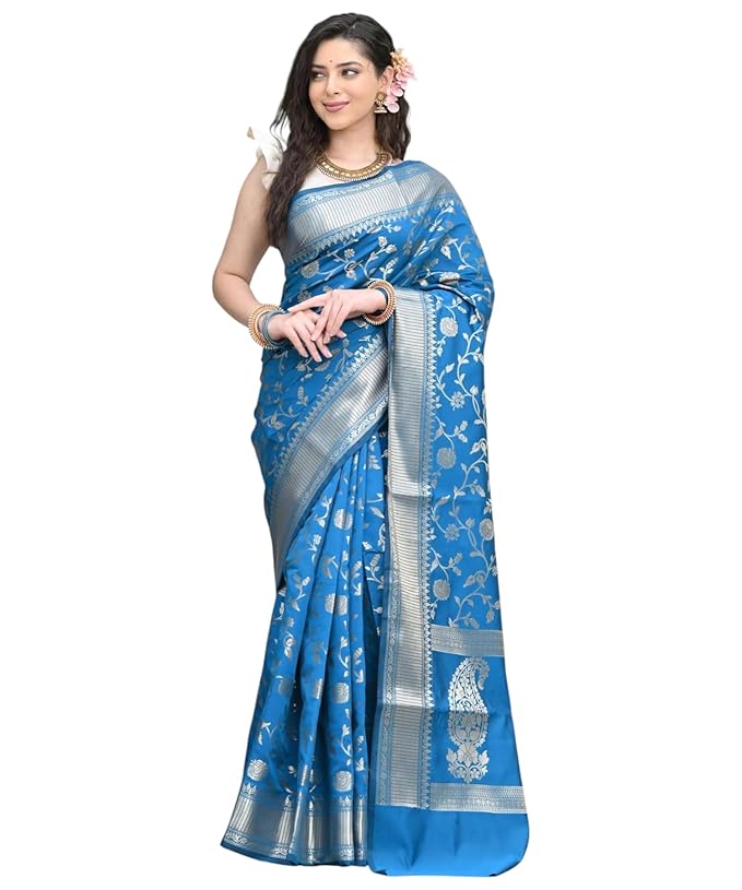 Yashika Women Banarasi Kanjivaram Silk Saree Set with Blouse |saree for Women | Saree | New Sari
