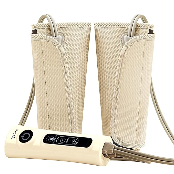 Lifelong LLM18 Air Pressure Massager for blood circulation and pain relief of Arms, Leg, Calf and Foot (Beige)