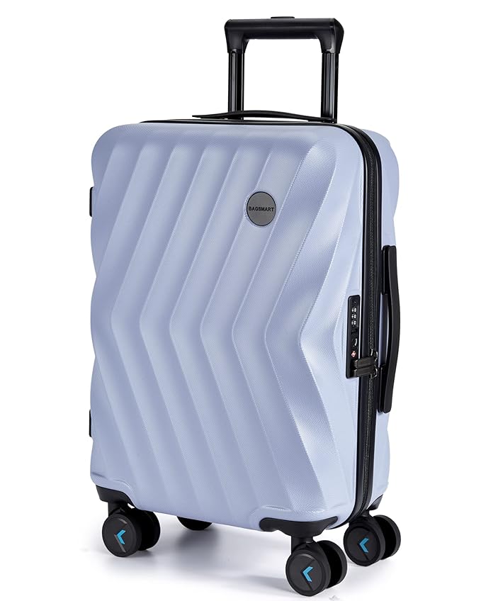 BAGSMART Carry On Luggage 22x14x9 Airline Approved, PC Hardside Suitcase, 20 Inch Carryon with Spinner Wheels, Travel Luggage Lightweight Rolling Suitcases for Men Women (Purple)