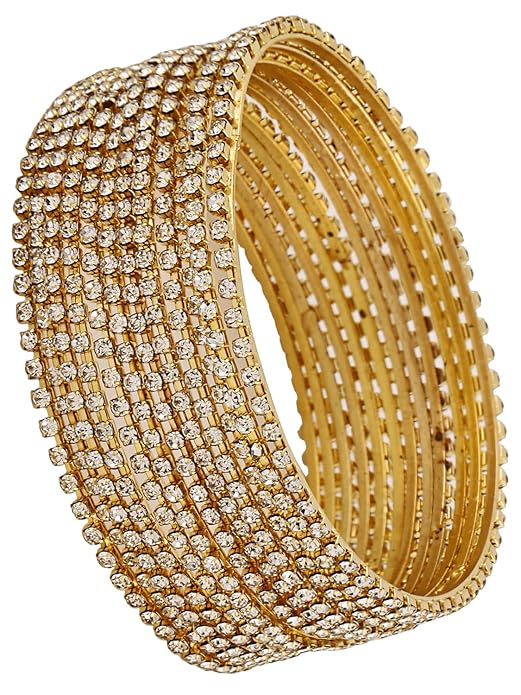 Shining Diva Fashion Set of 12 Latest Traditional Design Gold Plated Stone Bangle for Women