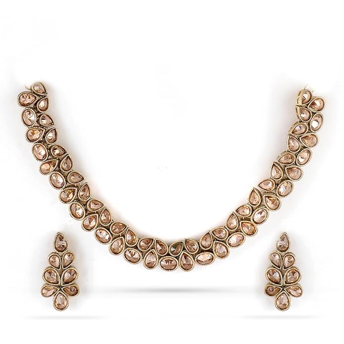 Rubans Necklace Set Gold Plated Kundan Pearl Traditional Stylish Jewellery Gift for Women & Girls