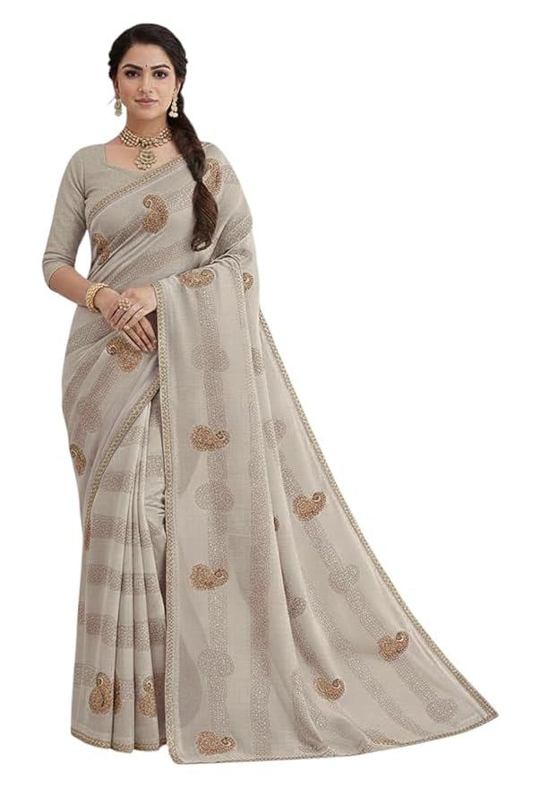 Yashika Women's Georgette Art Silk Bandhej Zari Work Embroidered Saree | Women Sari