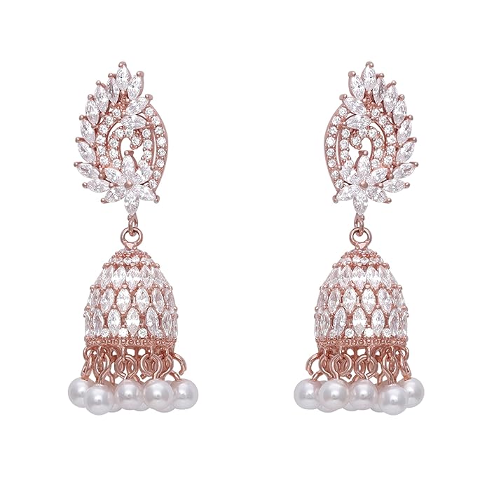 GIVA 925 Silver Rose Gold Teardrop Jhumki| Gifts for Girlfriend, Gifts for Women and Girls | With Certificate of Authenticity and 925 Stamp | 6 Month Warranty*