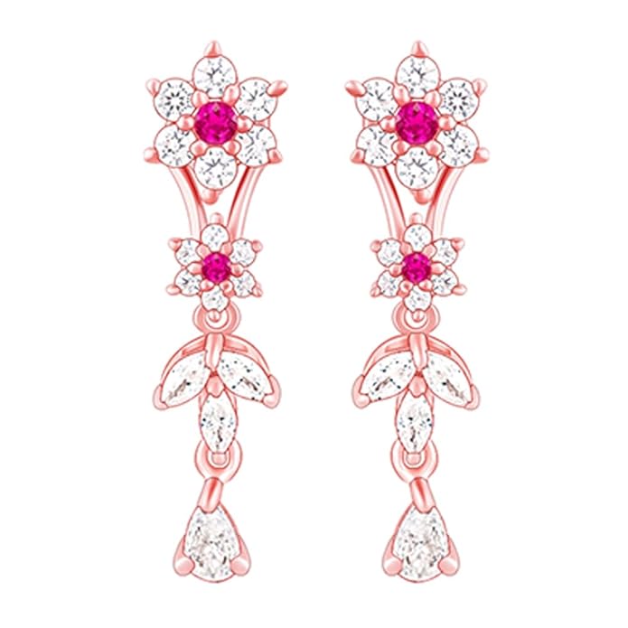 GIVA 925 Silver Rose Gold Classic Floral Dangler Earrings| drops to Gift Women & Girls | With Certificate of Authenticity and 925 Stamp | 6 Months Warranty*