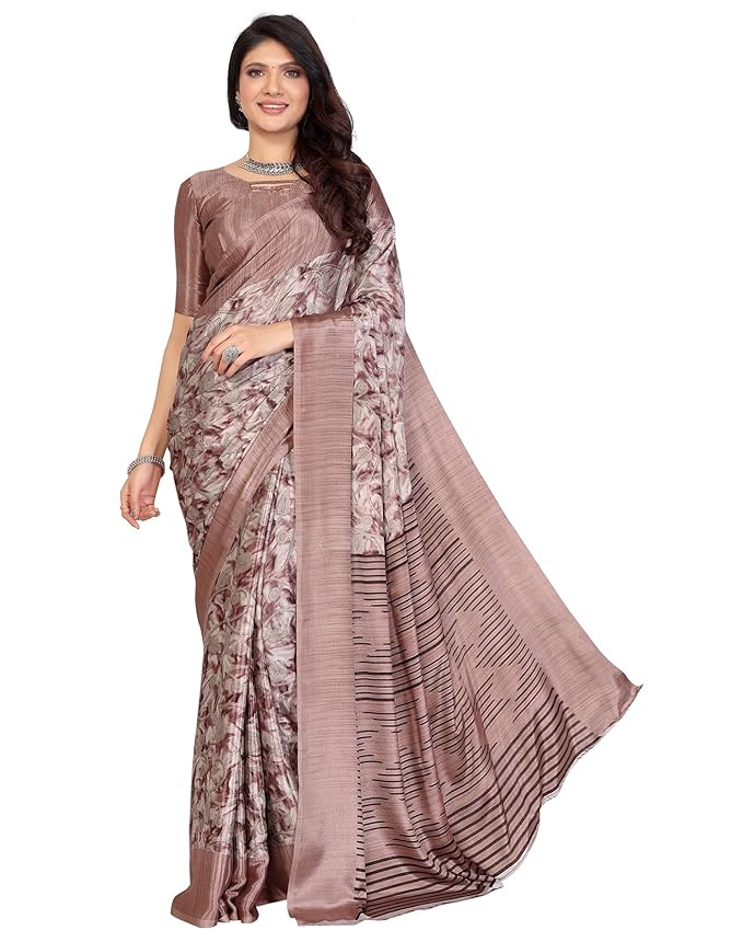 Yashika Women's Tussar Silk Printed Saree With Blouse Material |saree for Women | saree collection 2025 | New Sari | Latest Saree