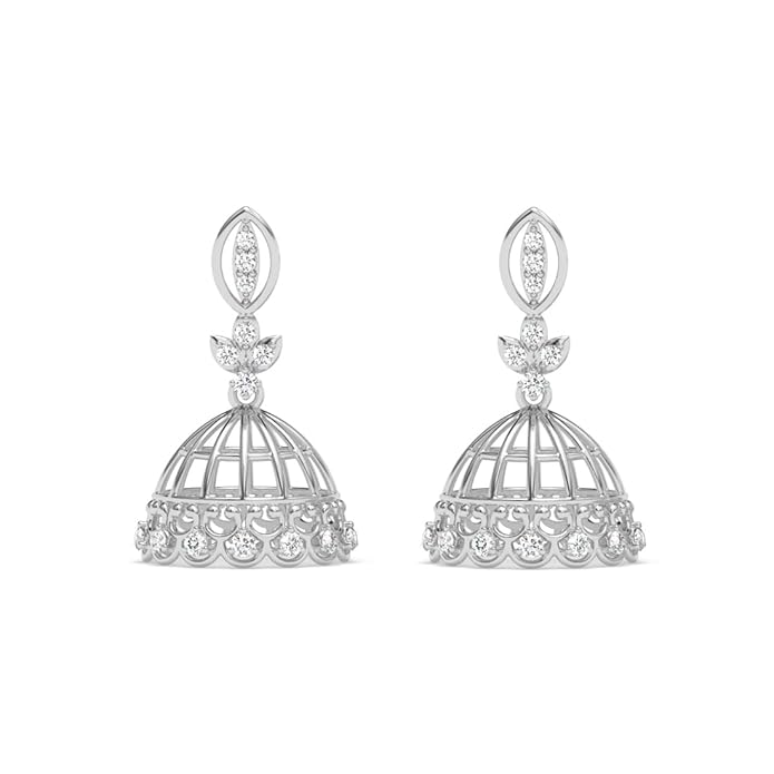 CLARA 925 Sterling Silver Jhumki Earrings | Platinum Plated, Swiss Zirconia | Gift for Women and Girls