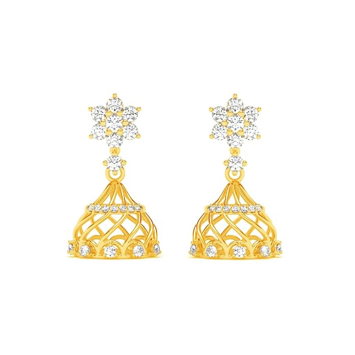 CLARA 925 Sterling Silver Xiti Jhumki Earrings | Gold Plated, Swiss Zirconia |Gift for Women and Girls