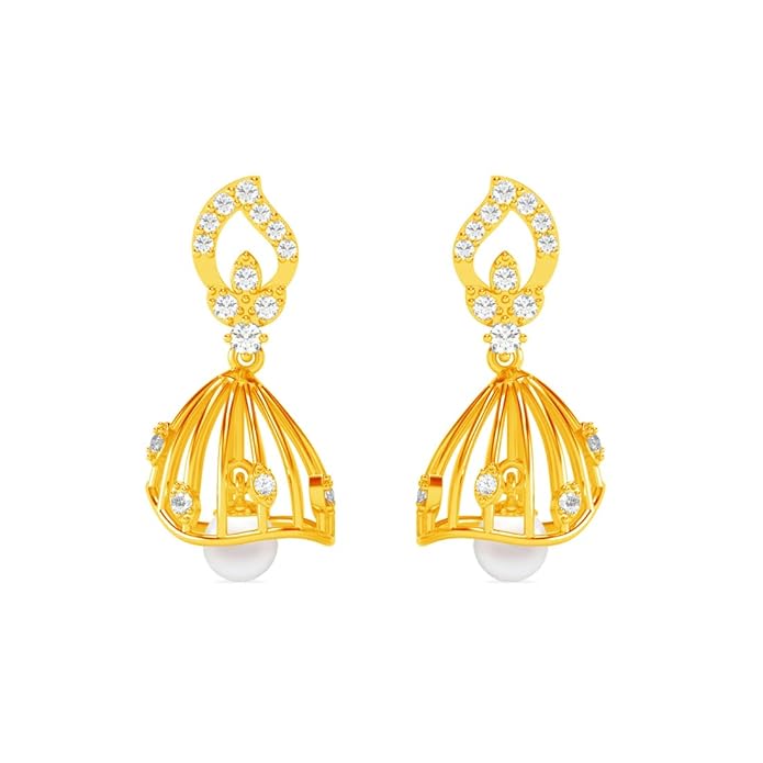 CLARA 925 Sterling Silver Avni Pearl Jhumki Earrings | Gold Plated, Swiss Zirconia | Gift for Women and Girls